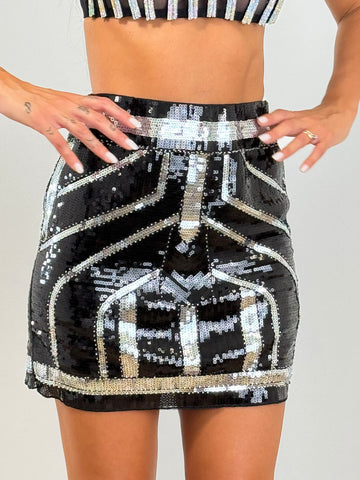 Gonna ODI PAILLETTES silver BLACK3350