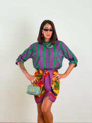 Camicia Righe viola e verde 7902