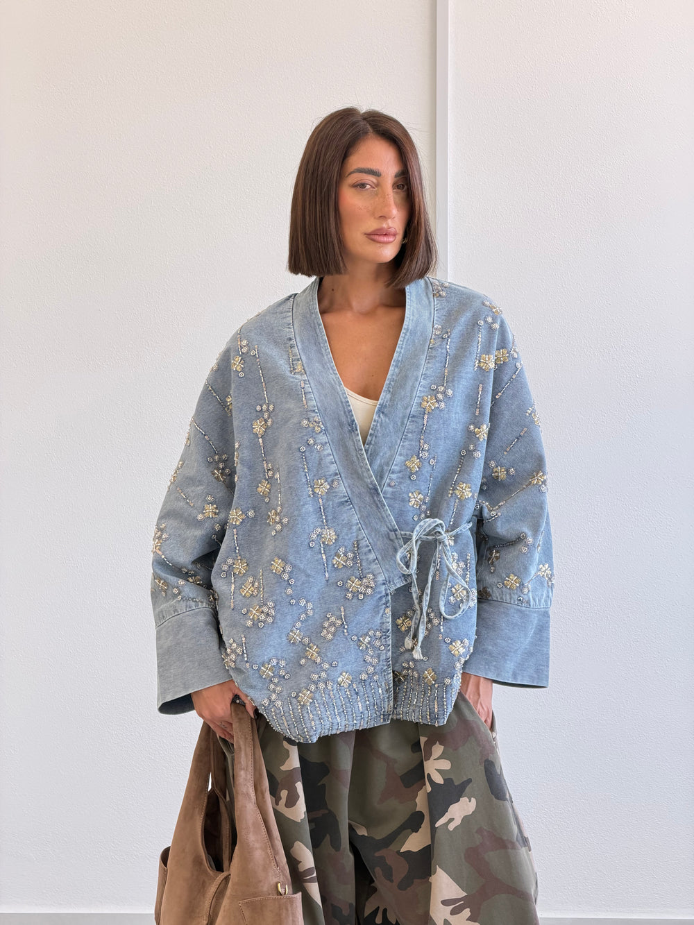Giacca Kimono Ricami Floreali 57831