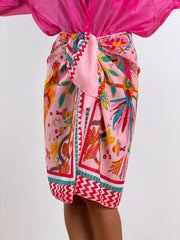 Gonna Ibiza pavoni rosa lunga 7891