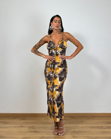 Abito DARIA GIALLO camouflage 1218