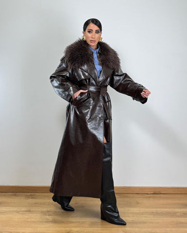 Trench ECOPELLE PELLICCIA MARRONE 11712