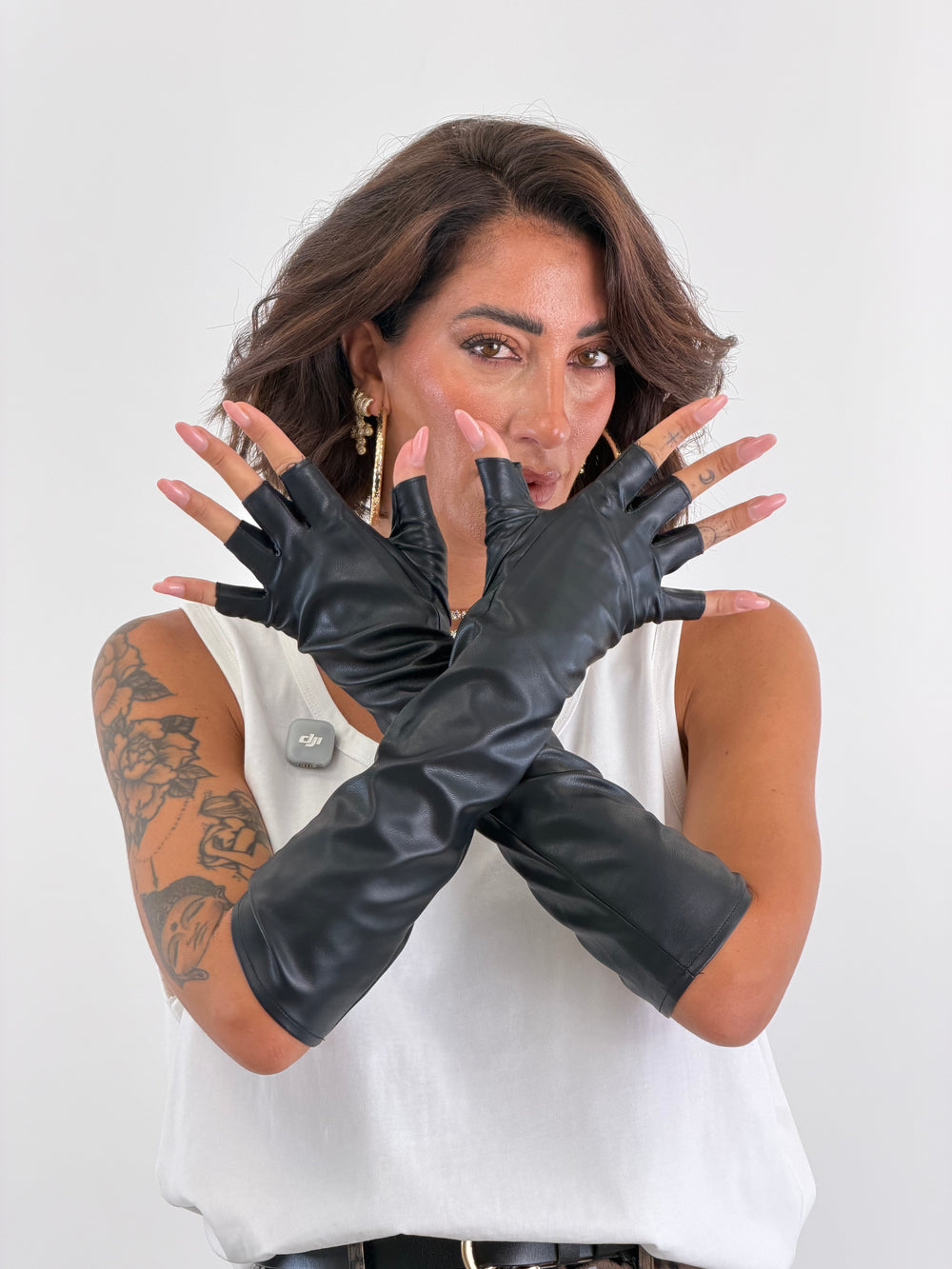 Guanti rock ecopelle lungo nero 420