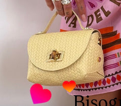 Mini bag intreccio gialla