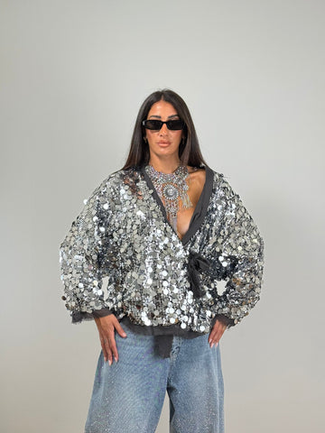Cardigan paillettes SILVER w37407