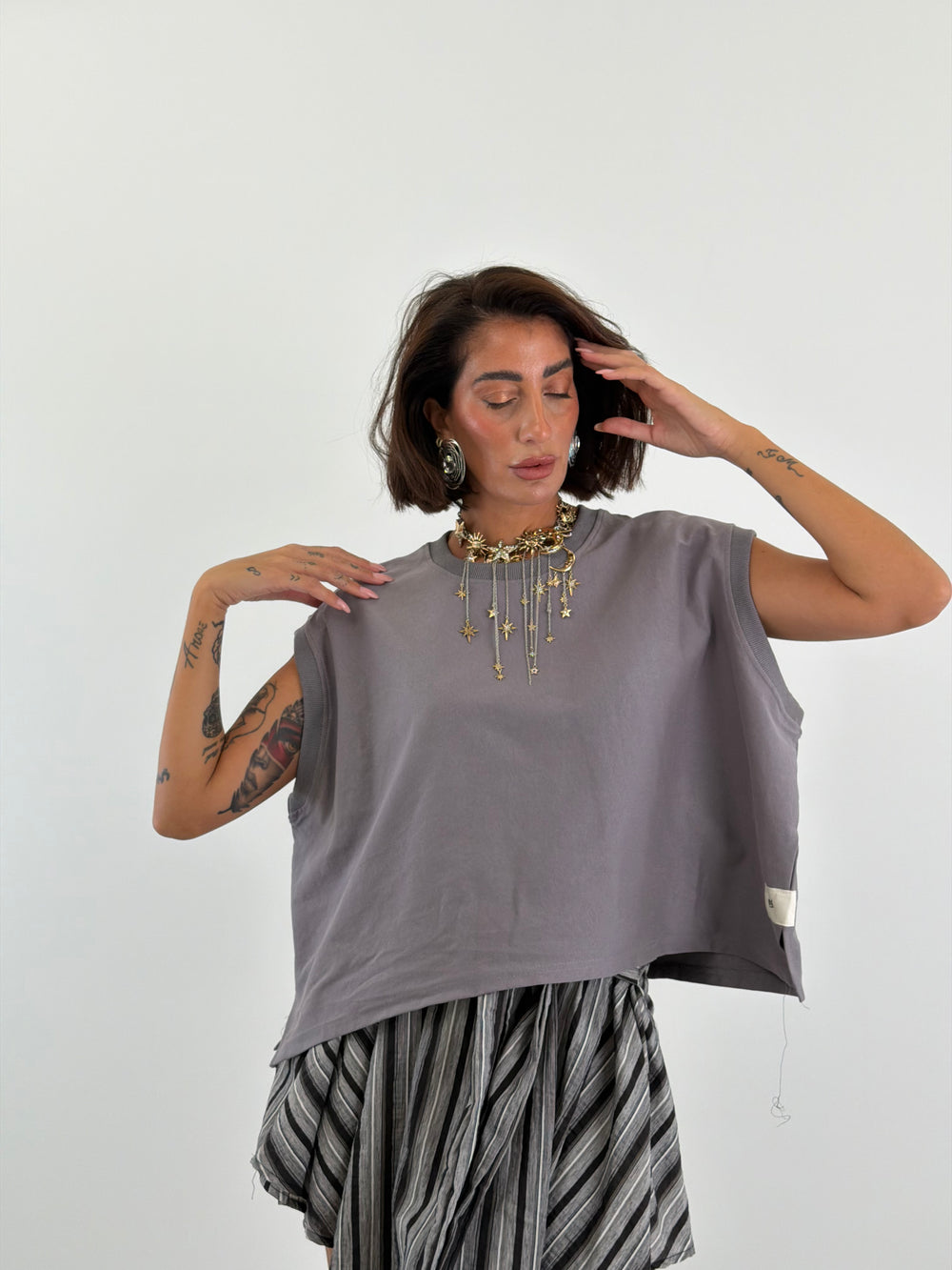 Canotta boxy grigia 16582