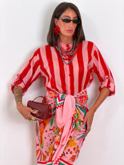 Camicia Righe rosse e rosa 7902