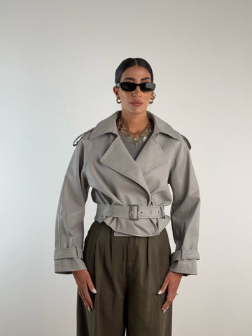 Trench corto GRIGIO ECOPELLE b9392