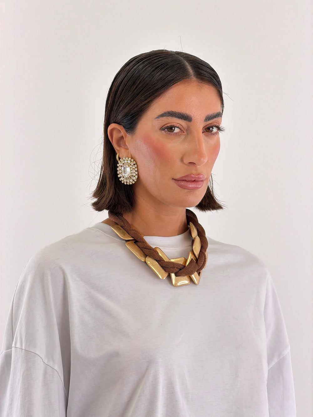 Collana Ambra 750 marrone e oro