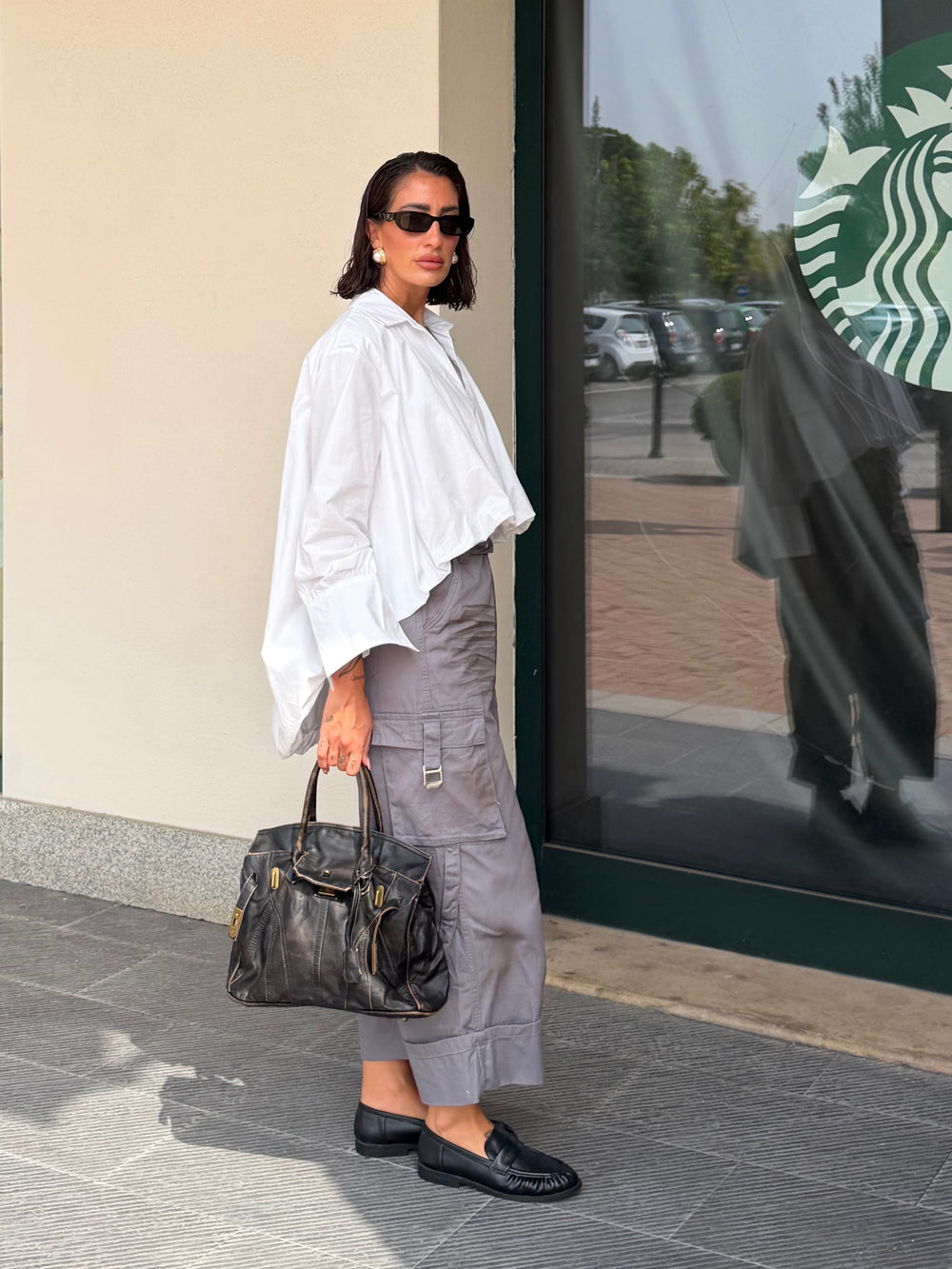 Pantalone cargo grigio P15275