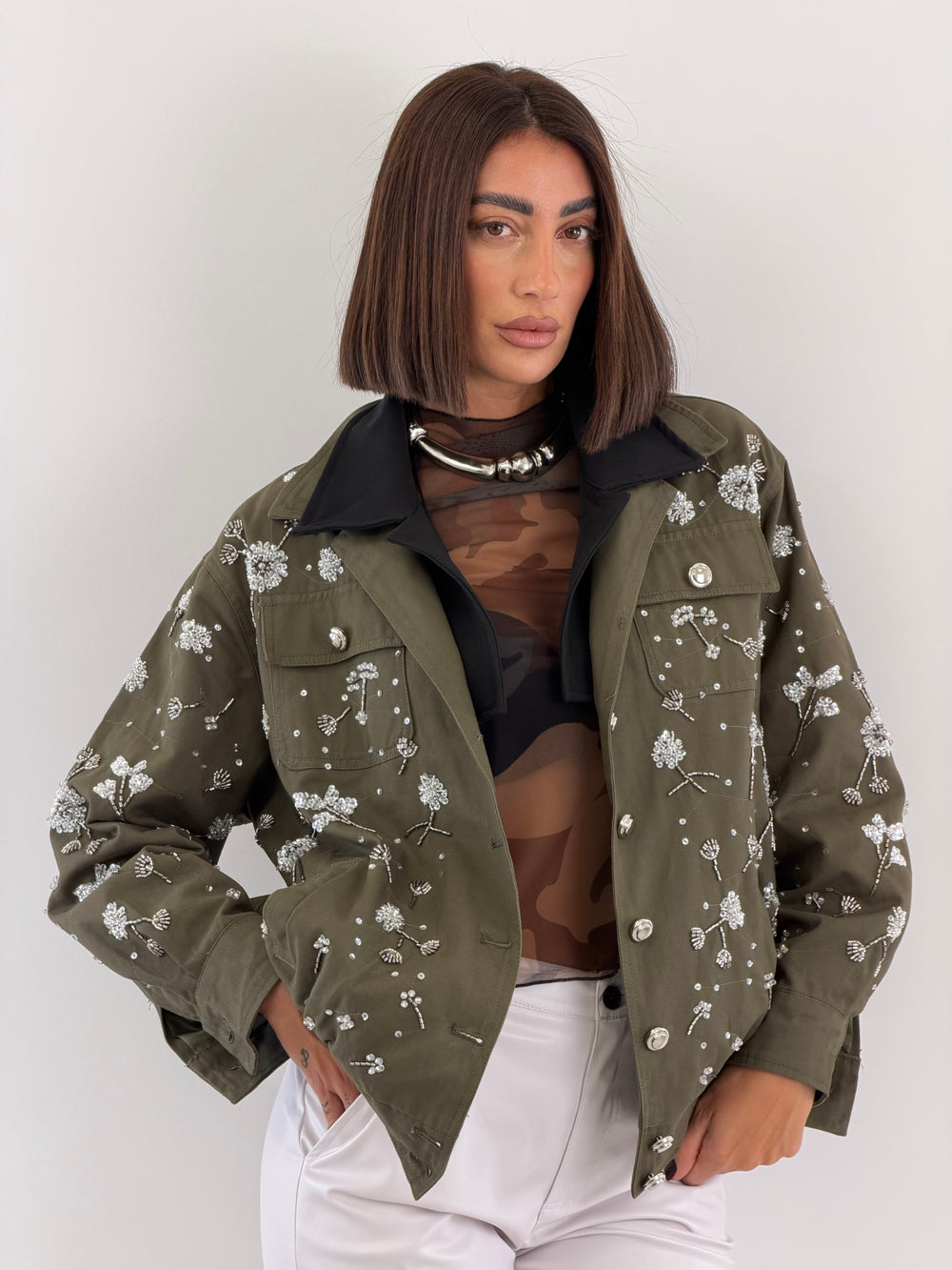 Giacca Fiori Green 16512