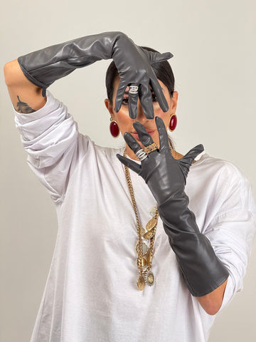 Guanti ecopelle LUNGHI GRIGIO ST421