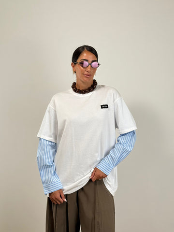 Maxi T-shirt maniche camicia h7371