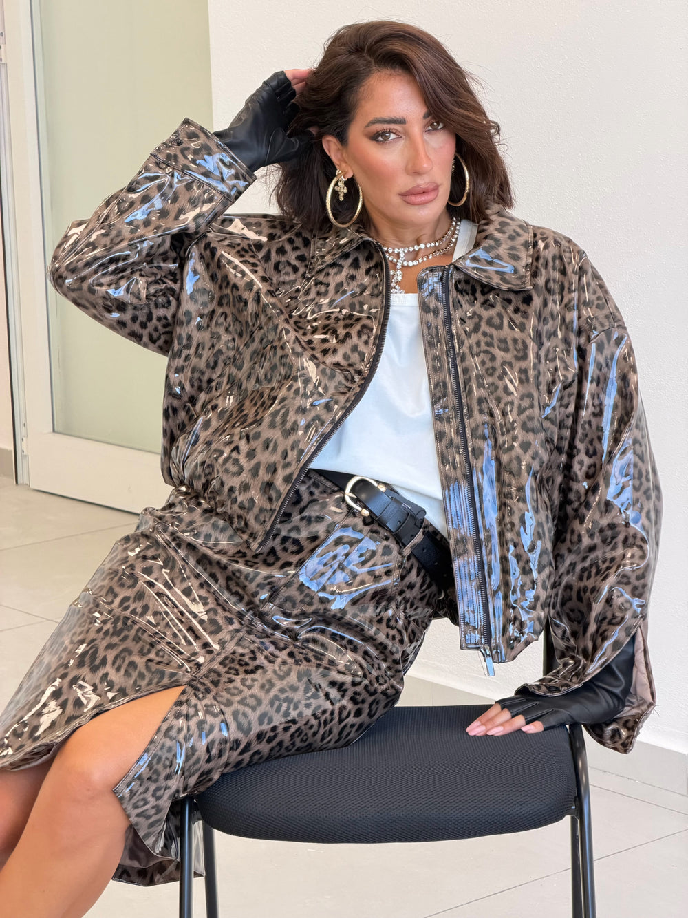 Bomber Lumina vernice animalier 260516