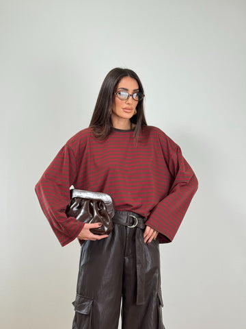 Maglia VIRALE RIGHE BORDO/MARRONE 1109