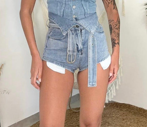 Shorts jeans risvolto