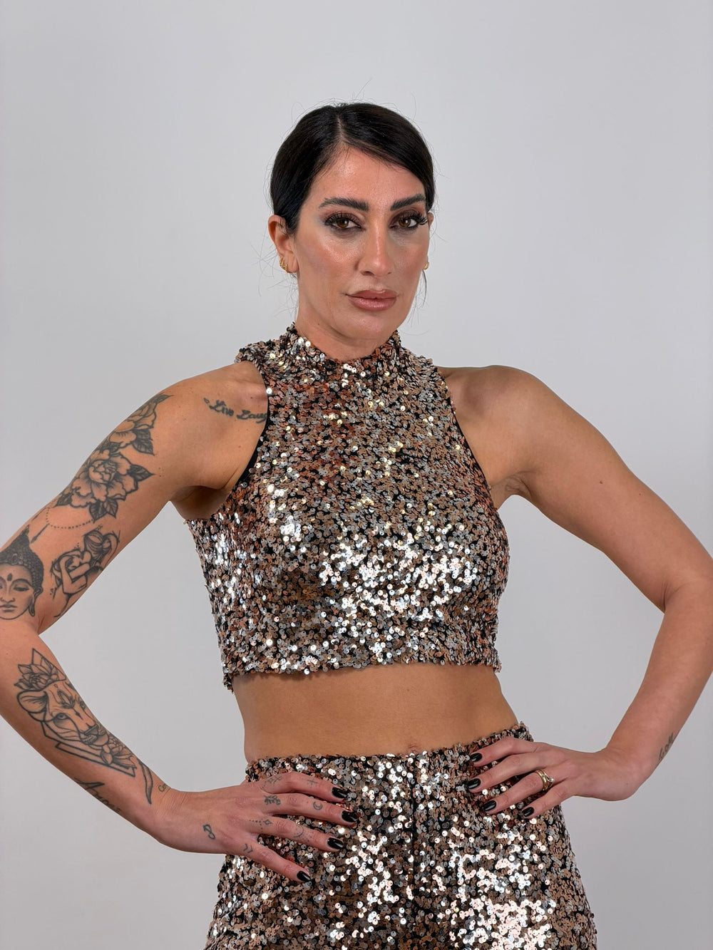 Top paillettes oro/argento 6528