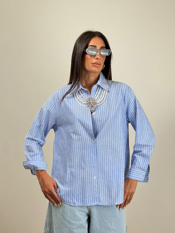 Camicia righe shine CELESTE 65375