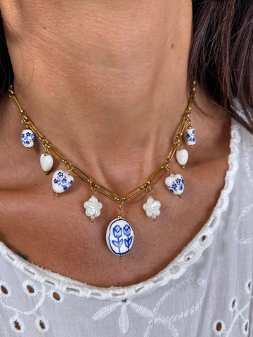 Collana RICAMI CHARM BIANCA BLU