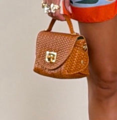 Mini bag intreccio cuoio