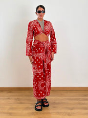 Coordinato BANDANA CROPED ROSSO 81117