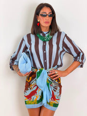Camicia Righe marrone e azzurro 7902
