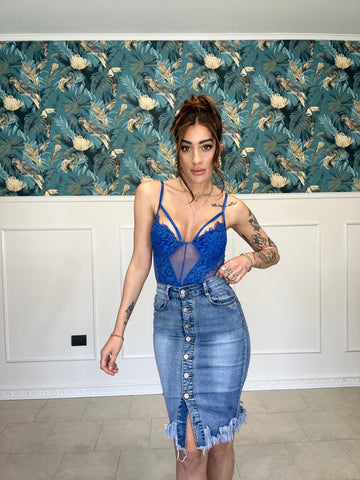 Gonna denim tubino