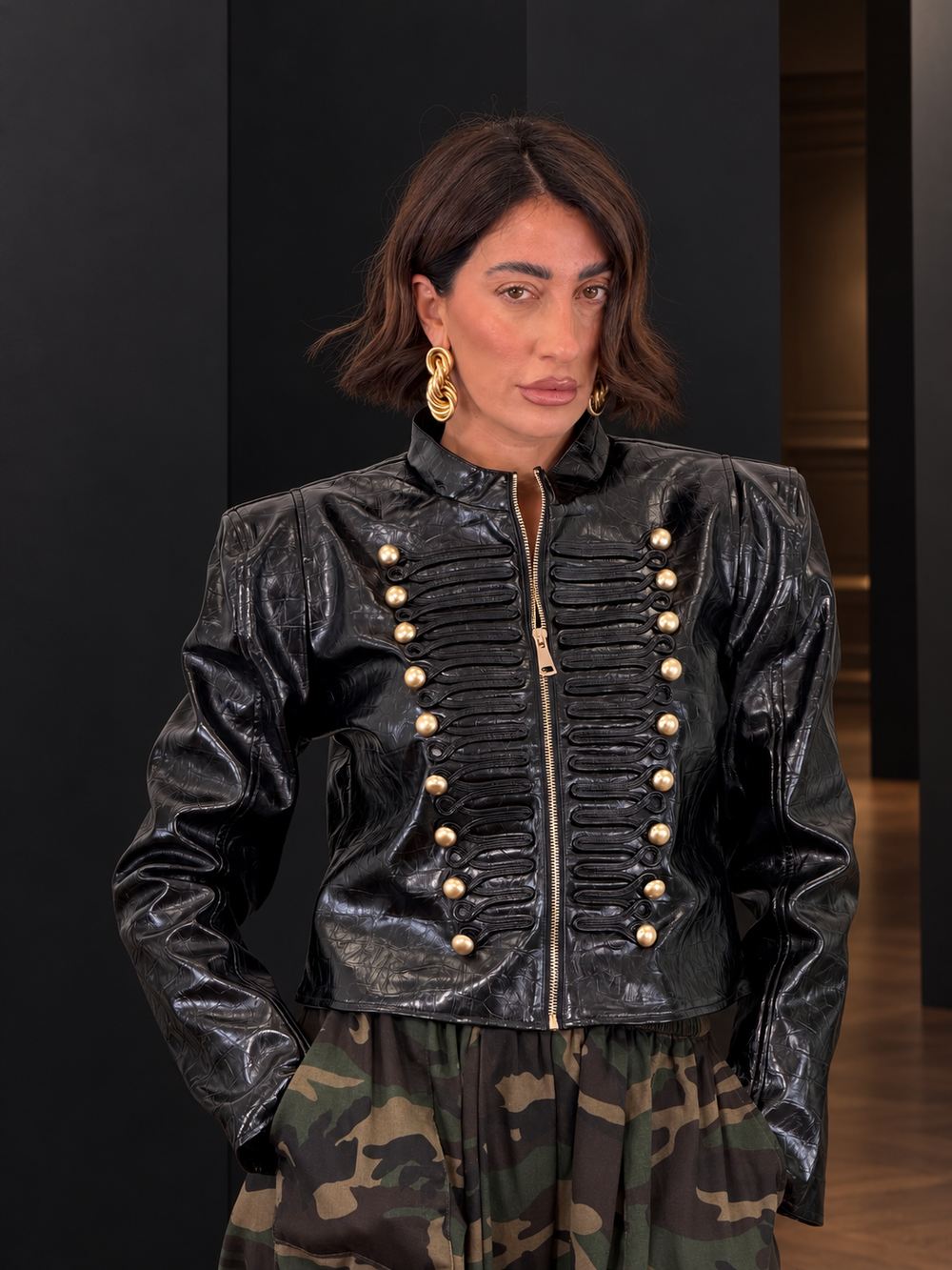 Giacca Royal In ecopelle Nera PU15776
