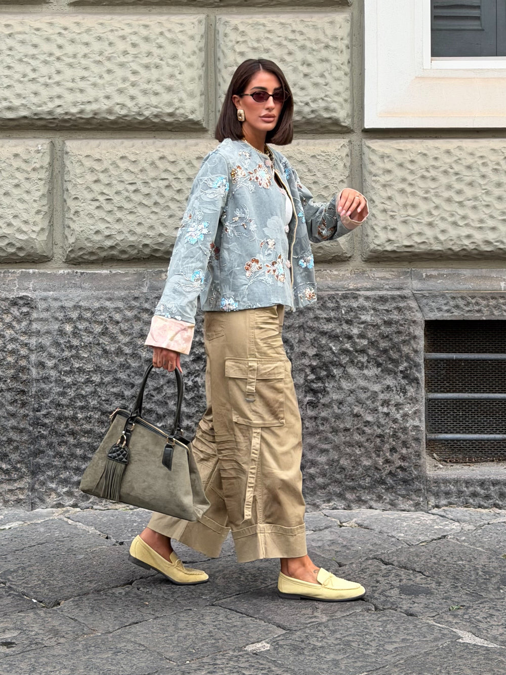 Pantalone cargo beige P15275