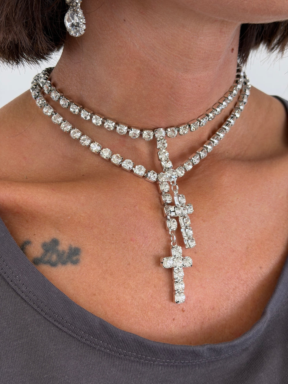 Collana Scintilla Doppia Croce silver 1273