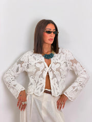 Cardigan rete bianco 35705