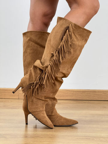 Stivale FRANGE CAMOSCIO BEIGE K0131