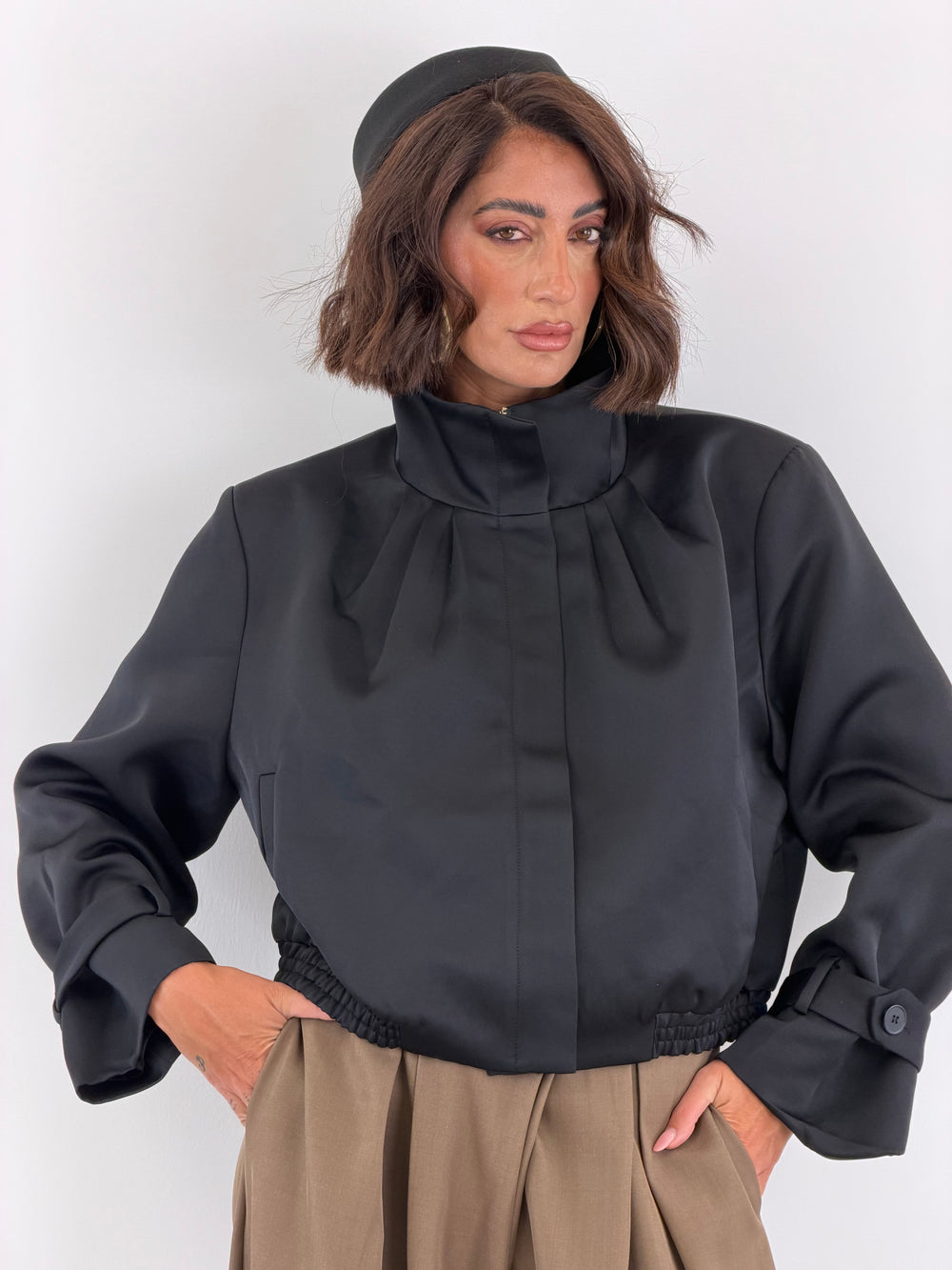 Bomber Satinato Nero 8107