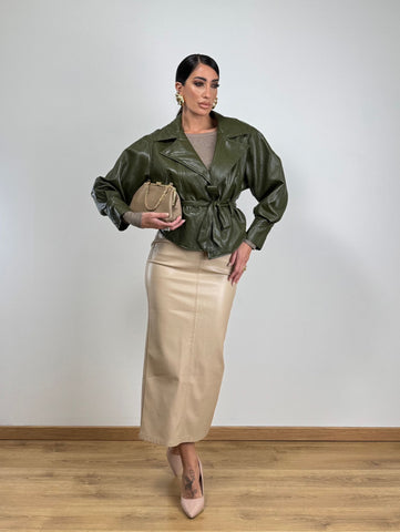 Gonna longuette ECOPELLE BEIGE 8213