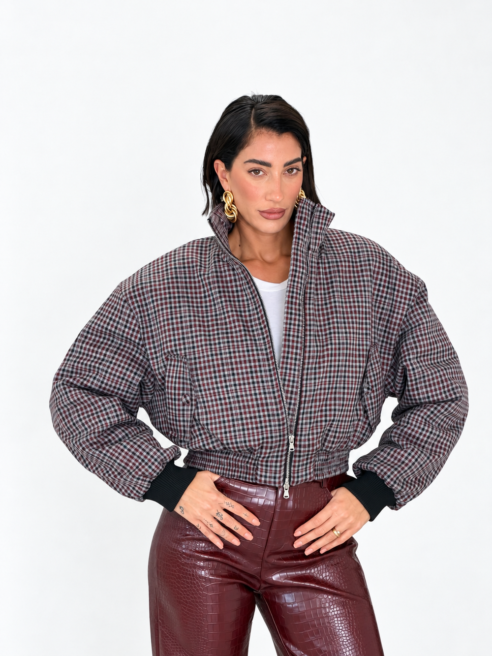 Bomber LUMINA CECK GREY BORDO’ LD 6410