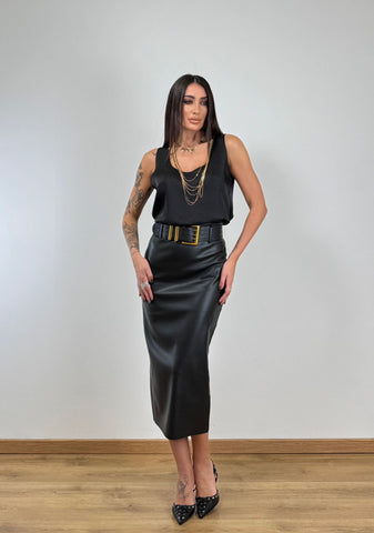 Longuette ecopelle nera c9207