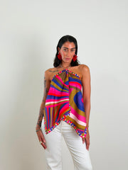 Top Foulard geometric viola fuxia H16170