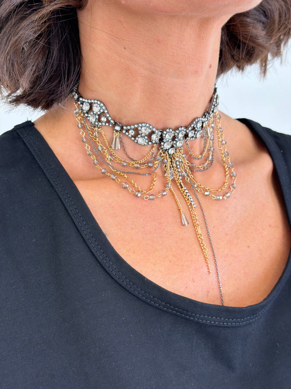 Collana Cascata fili e strass