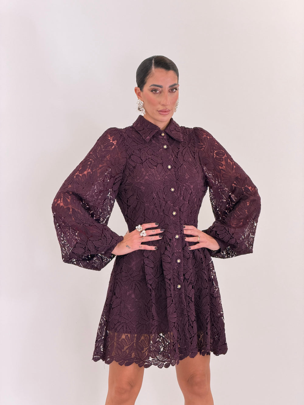 Abito Macramè Prugna 61319