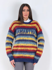 Maxi Pull righe color blu/giallo M009