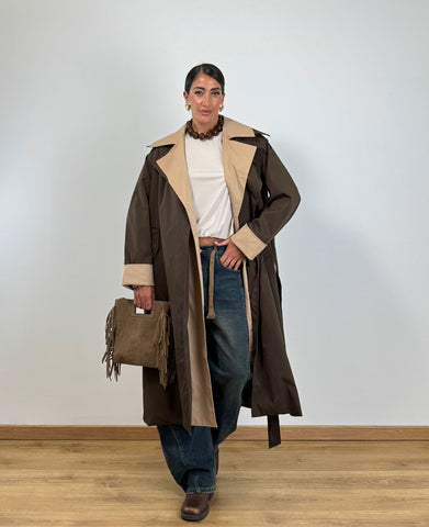 Trench LUNGO BICOLOR marrone/beige 6237