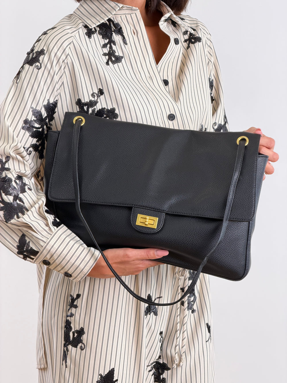 Borsa a spalla ecopelle nera