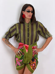 Camicia Righe marrone e verde 7902