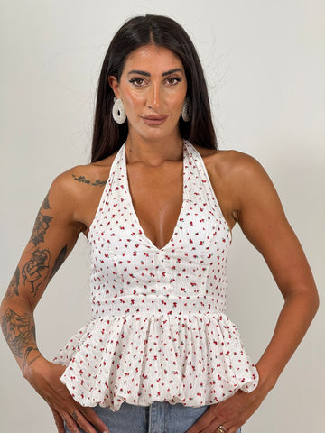 Top DERHY bianco rose 9253