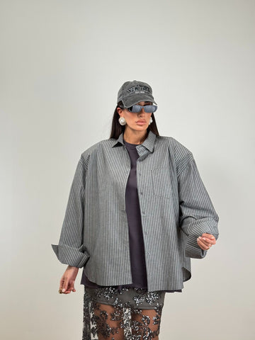 MAXI CAMICIA RIGHE GREY 44560