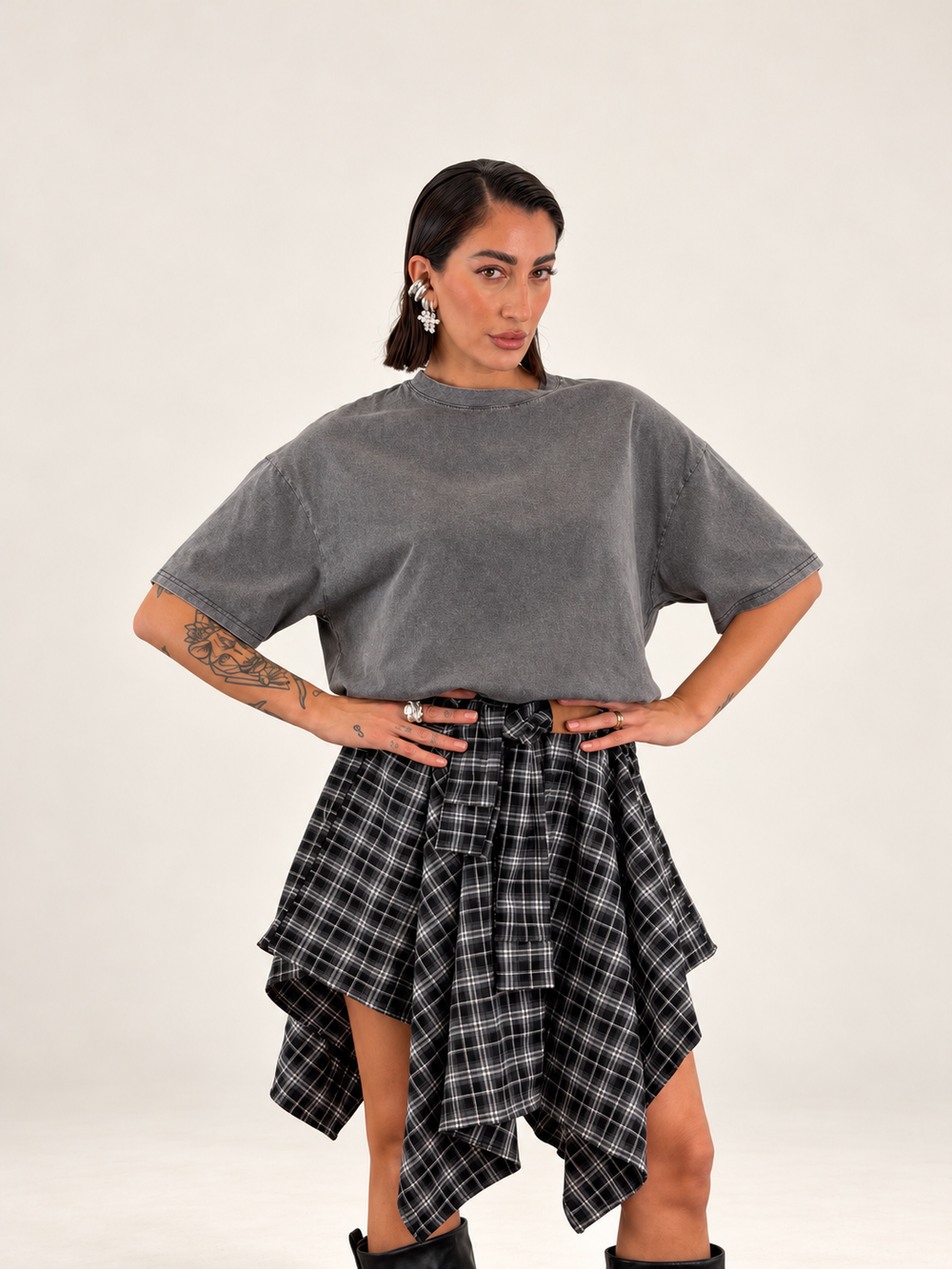 Gonna Camicia Tartan Flannel Black 2798
