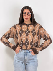 Pull POLO rombi marrone/beige 21267