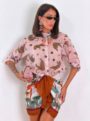 Camicia leopardo e stelle rosa 7902
