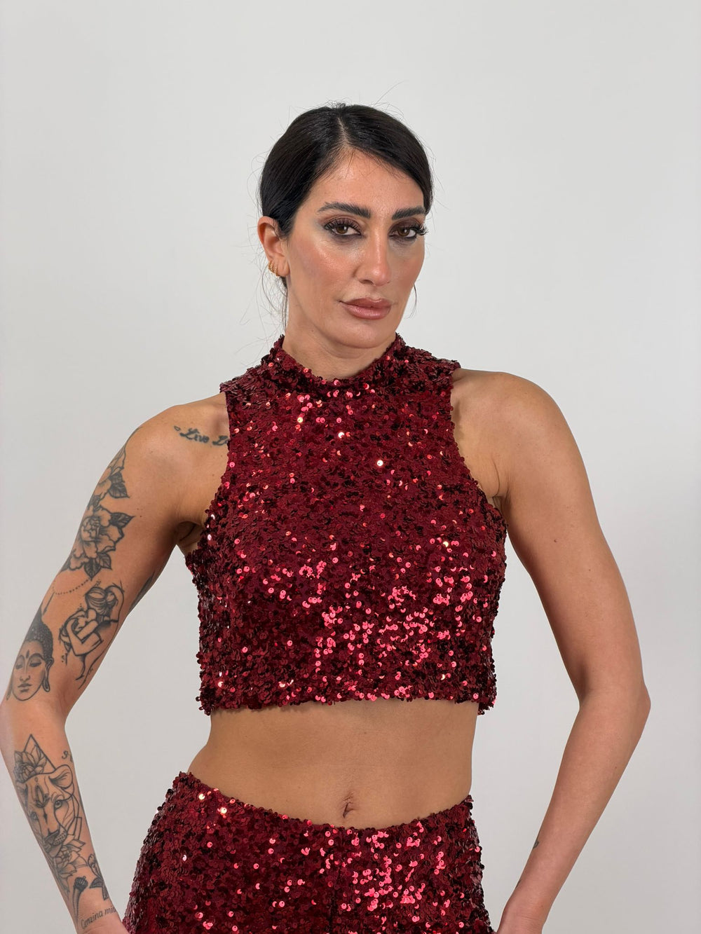 Top paillettes ROSSO 6528