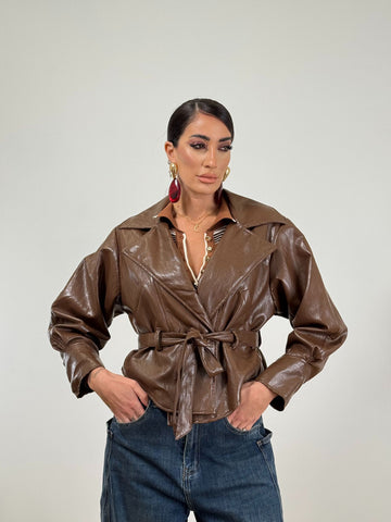 Giacca ecopelle nocciola VIKY 26264